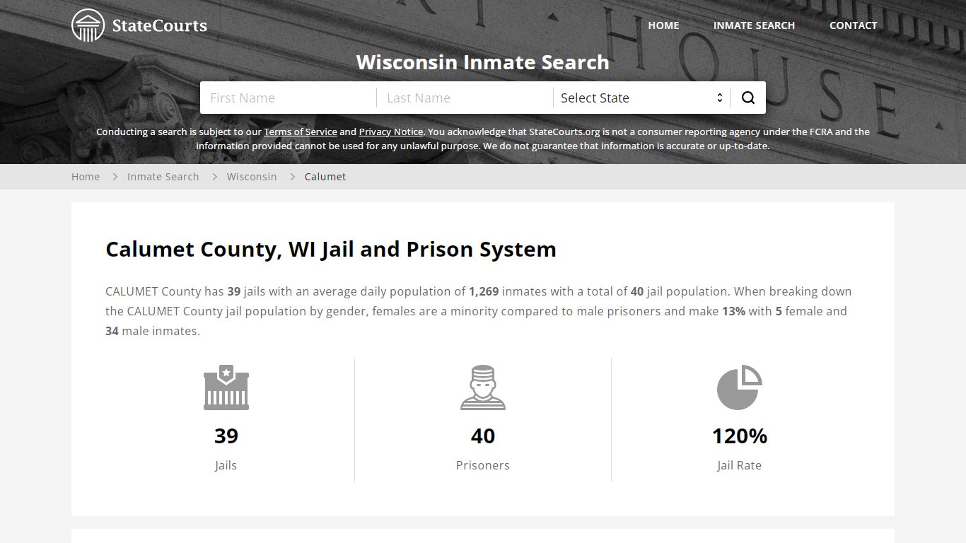 Calumet County, WI Inmate Search - StateCourts
